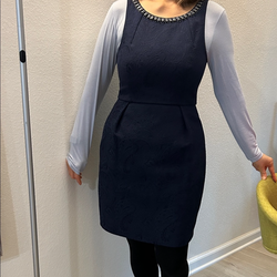 Forever New Navy Dress with Embellished Neckline