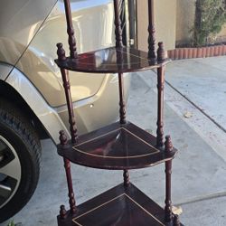 Corner Cherry Wood 5 Shelve Stand
