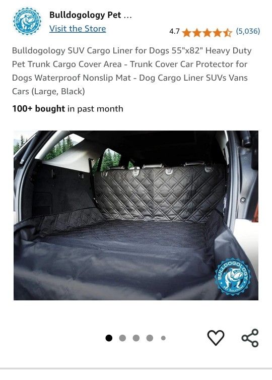 Bulldogology SUV Cargo Liner for Dogs 55"x82" Heavy Duty Pet Trunk Cargo Cover Area