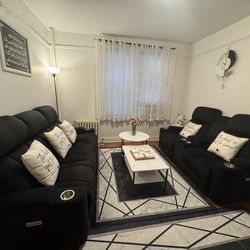 Amalfi Reclining Sofa Set – Like New – LED + USB + Power Outlets