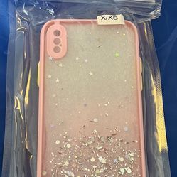 IPhone X/xs Pink Phone Case Glitter With Pop Socket