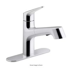 Kohler Vin single-handle pull-out sprayer kitchen faucet in polished chrome.