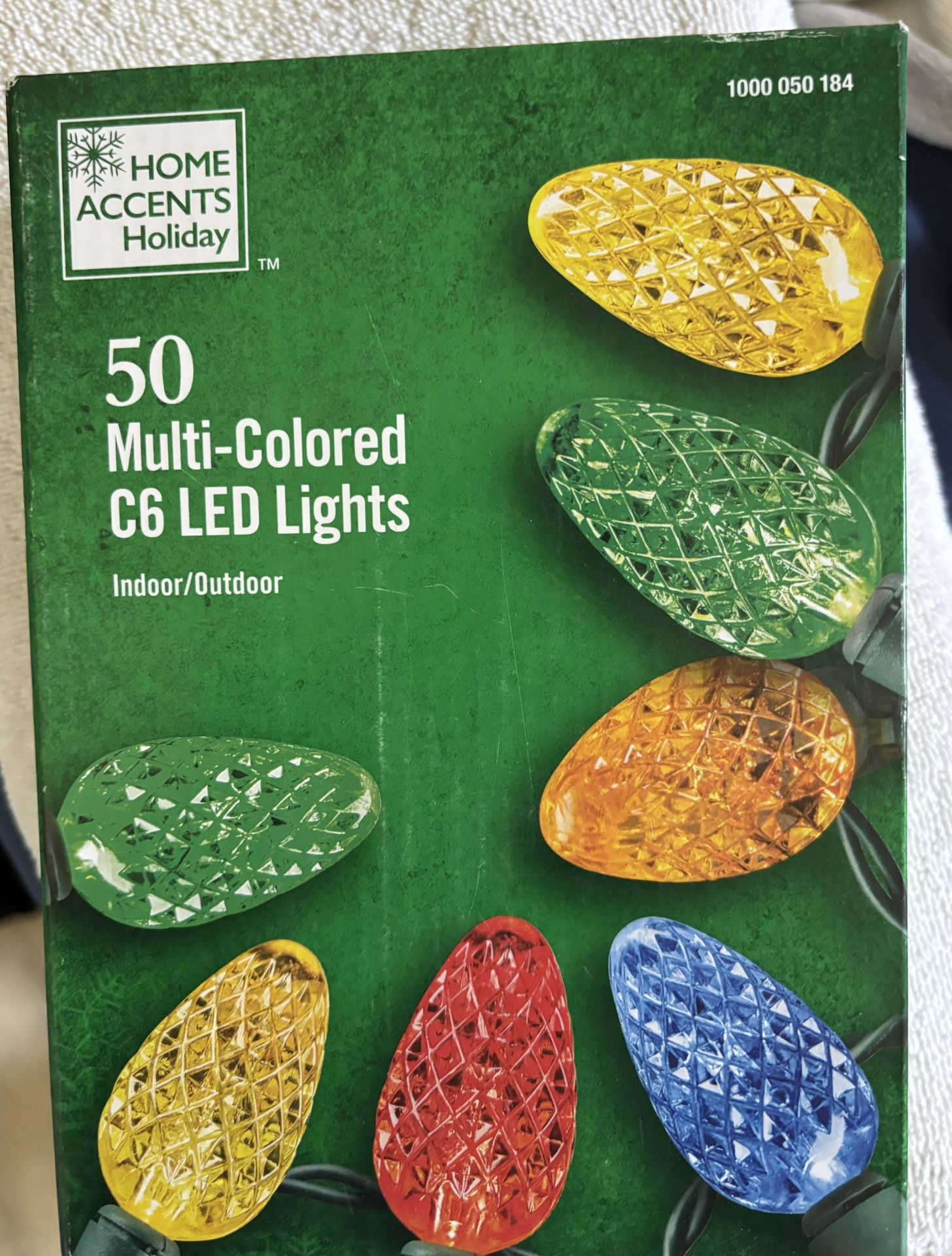 50 Multi-Colored Faceted C6 LED String Lights- Brand New in Unopened Box.