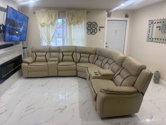 Large Leather Reclining Sectional Sofa