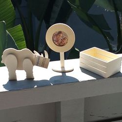 Small 3 Three Wooden Artcraft Set Rhino Picture Frame Wood Crate Party Supply Gift Kids Activity Birthday Gift Paint Color Any Way You Want