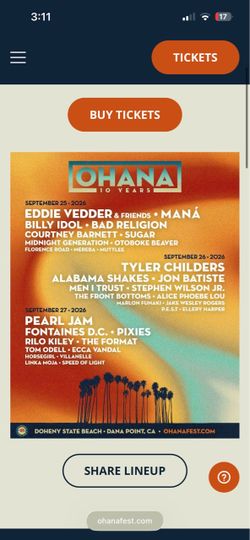 Ohana fest 2026-Saturday GA