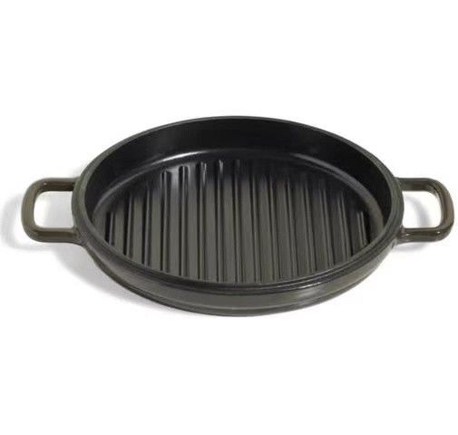 Our Place Cast Iron Hot Grill | Toxin-Free, 10.5" Round, Enameled Cast Iron Grill Pan | Indoor Serious Searing & Grill Marks | Oven Safe up to 500°F |