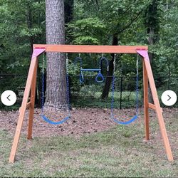 DIY Wooden Swing Set: Backyard Playground with Belt Swings