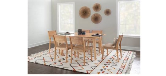 Powell Clara Dining Table + 4 Woven Chairs – Natural Wood