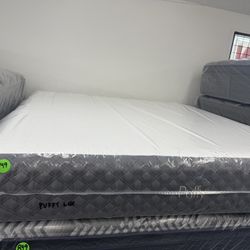KING SIZE PUFFY LUX MATTRESS & BOX SPRINGS BED SET