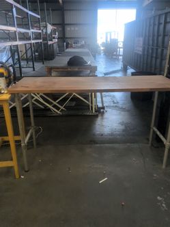 Wood Top Work Table with Metal Legs