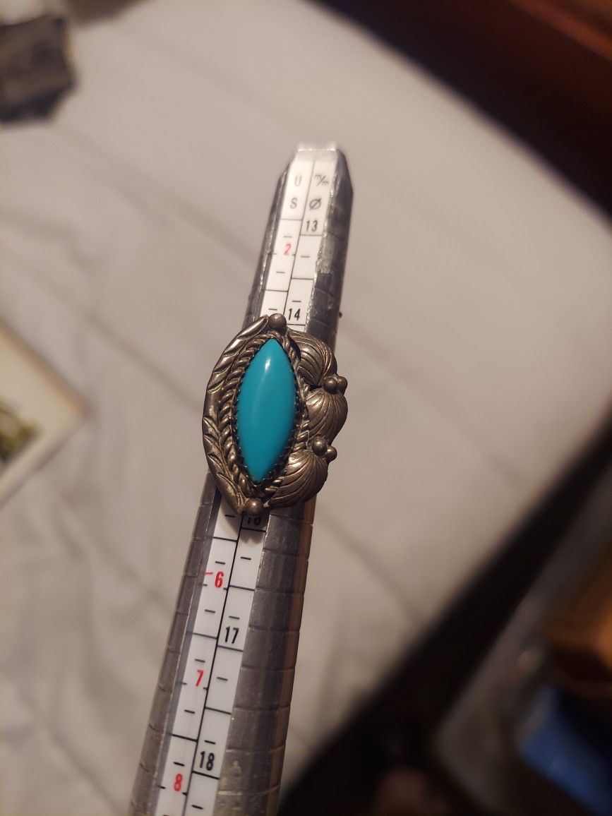Sterling Silver And Turqoise Native Style Ring