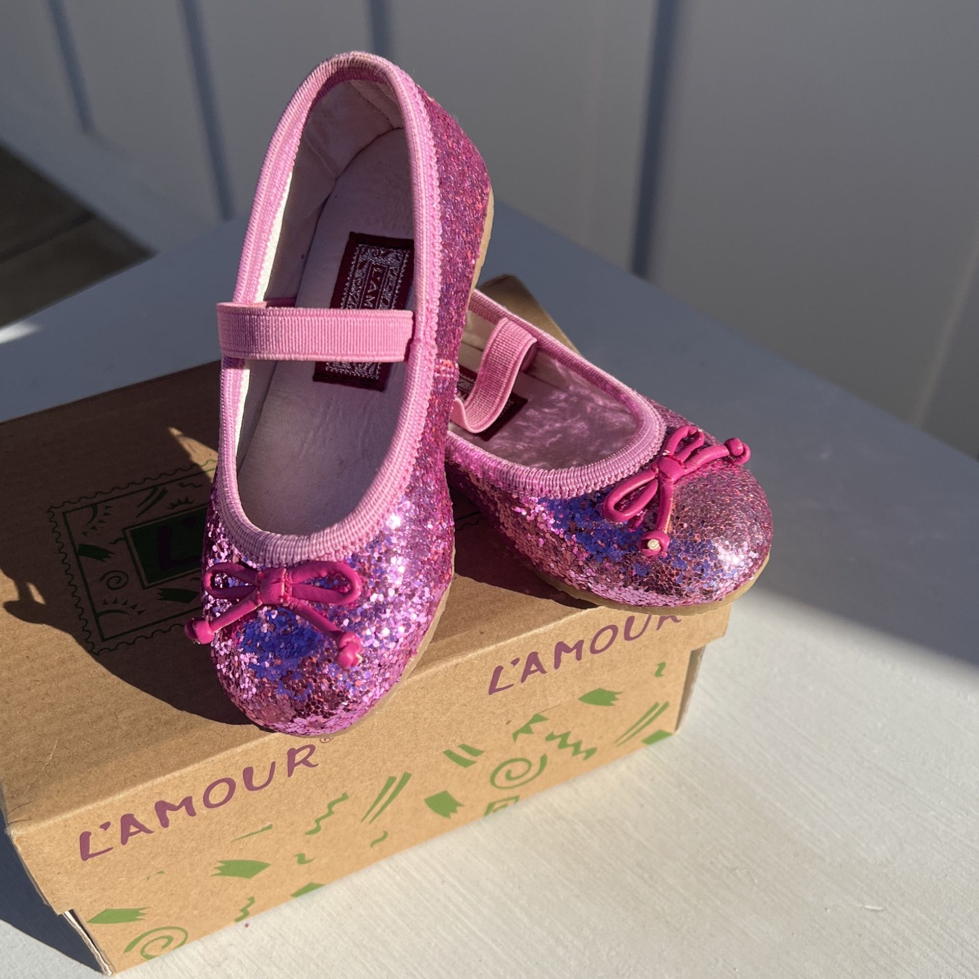 L’Amour Pink Glitter Ballet Flats