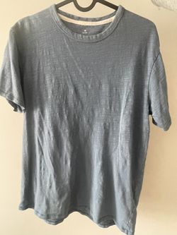 MUJI Shirt Mens Size Medium Blue 100% Organic Cotton Slub Crew Neck T-Shirt Knit