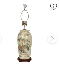 Chinoiserie style double peacock porcelain ginger jar lamp
