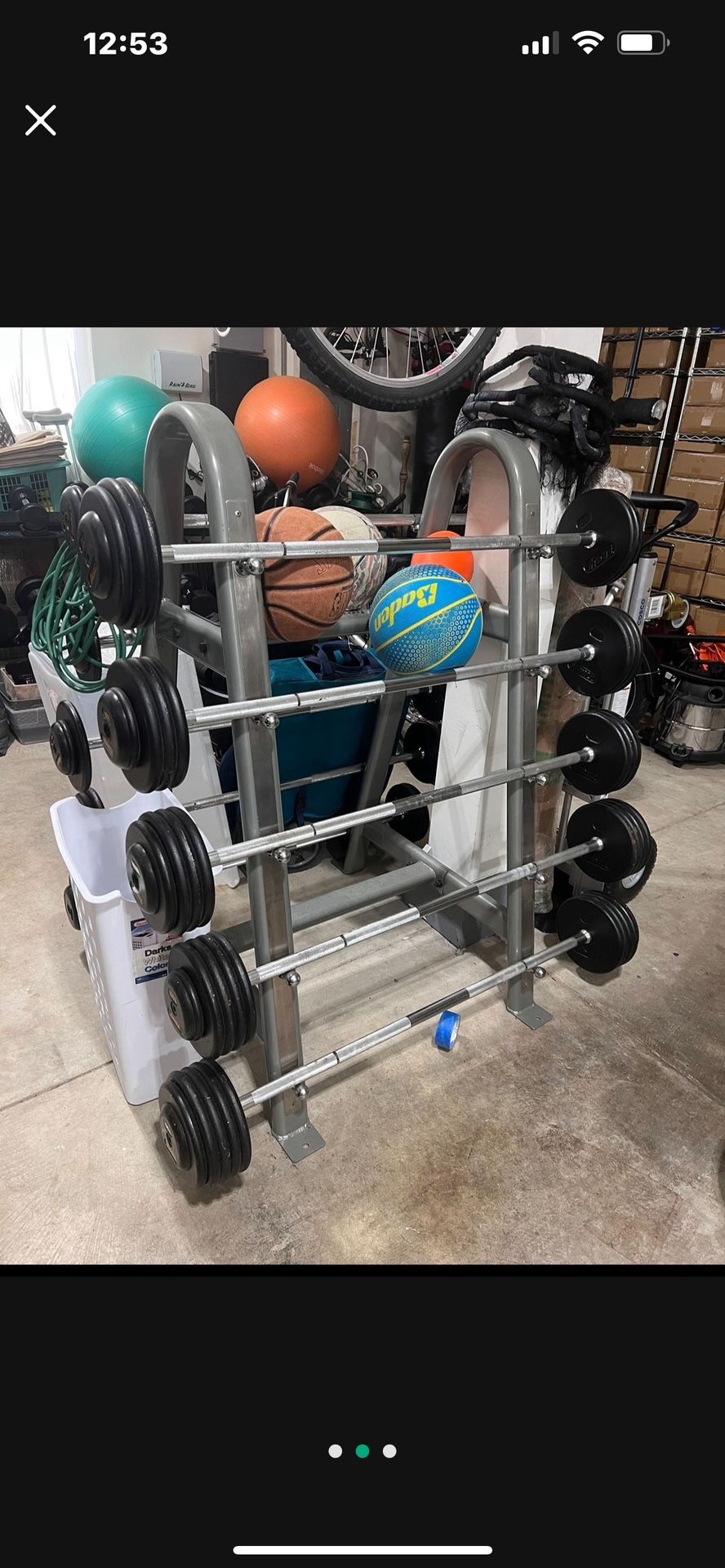 Troy Black Pro-Style Fixed Barbells with Storage Rack