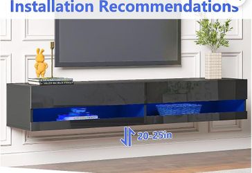 TV Stand for 75 inches TVs, Floating TV Stand with LED Lights
