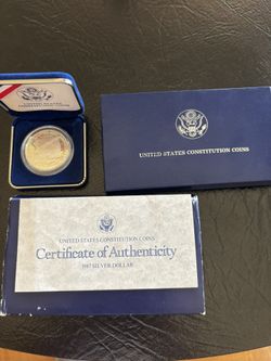 U S Constitution Coins 1987 Silver Dollar