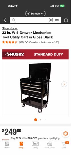Husky 33” 4-Drawer Mechanics Tool Utility Cart - $150
