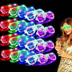 TURNMEON 20 Pack LED Glasses Halloween Party Favors 6 Colors Light Up  LED Glasses Glow In The Dark Party Supplies Shutter Shades Glow Sticks Glasses 