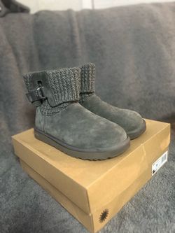 UGG Gray Suede Knit Ankle Boots