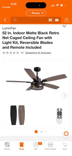 New fan Matte Black reversible blade