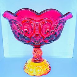 L.E. Smith Moon and Stars pedestal compot
