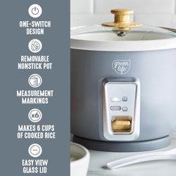 GreenLife Rice Cooker 6 Cup Ceramic Nonstick