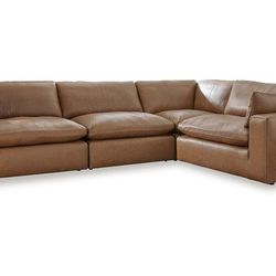 ⚡Ask 👉Sectional, Sofa, Couch, Loveseat, Living Room Set, Ottoman, Recliner, Chair, Sleeper. 

👉Emilia Caramel Leather 4-Piece Modular Sectional