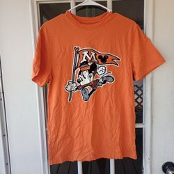 Disney Parks Mickey Mouse Vintage Look 2-Sided T-Shirt Orange Distressed Look S