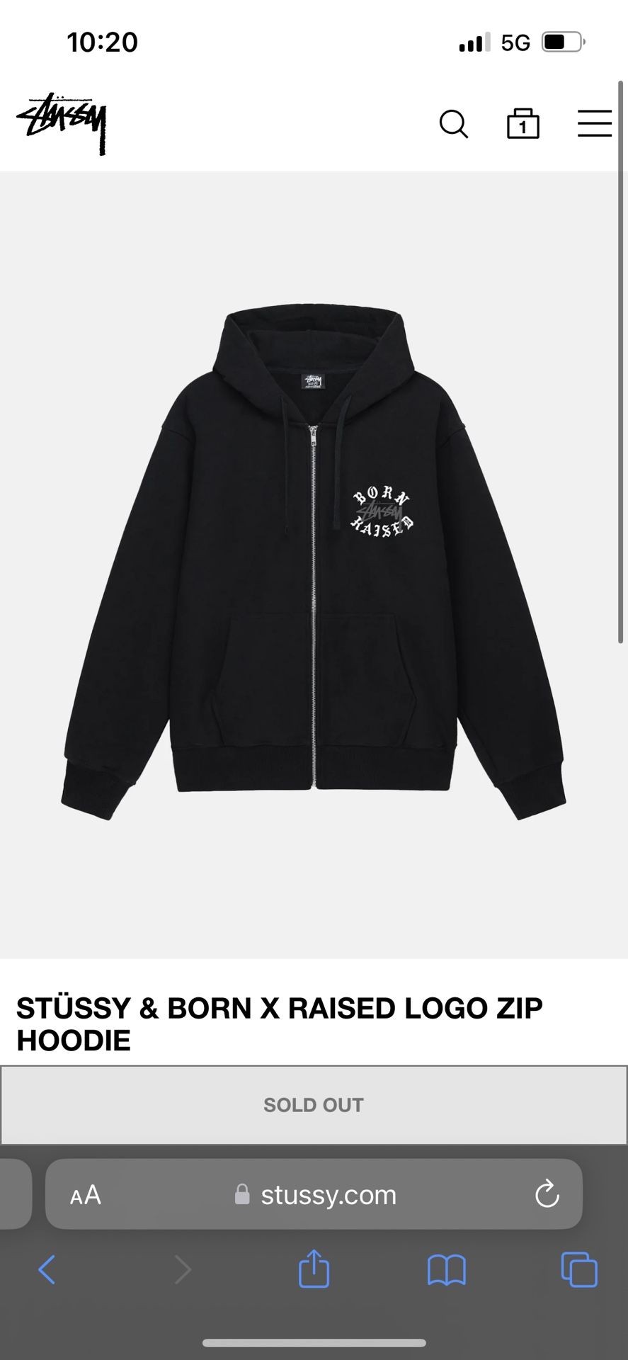 Stussy Born X Raised Zip Up Hoodie