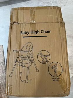Brand new! Foldable Baby High Chair, 2-in-1 Portable Convertible Highchair with 5-Point Safety Harness, Easy to Clean Tray and Storage Bag for Toddler