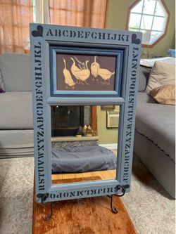 Vintage Primitive Country Goose Wall Mirror Alphabet Stencil Farmhouse Decor