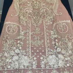 Beautiful Baby Pink Heavy Thread And Zari Embroidered Party Wear Ready Made Salwar Kameez