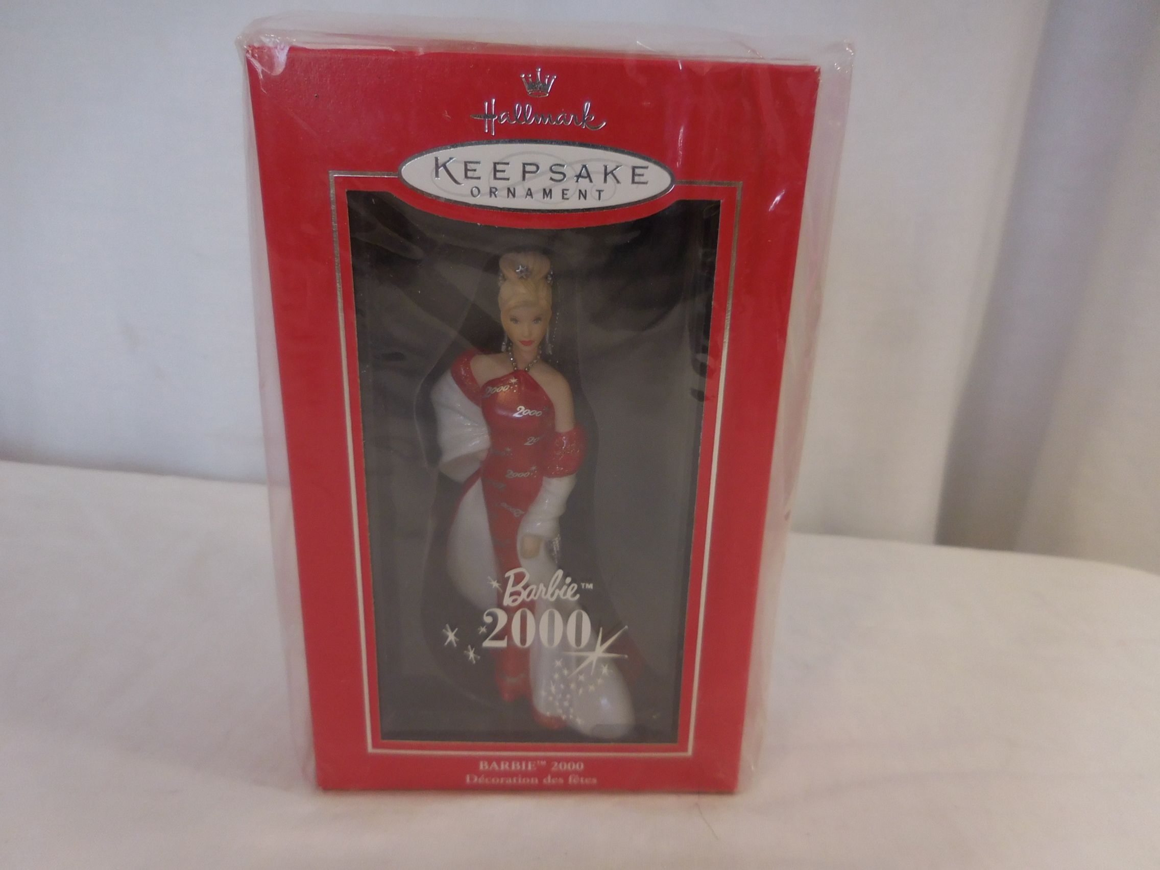 Hallmark 2000 BARBIE 2000 Keepsake Ornament Club Ornament Red Dress Porcelain