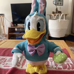 Disney Donald Duck Easter Bunny Plush Sound & Motion Don't Pull My Ears Hallmark
