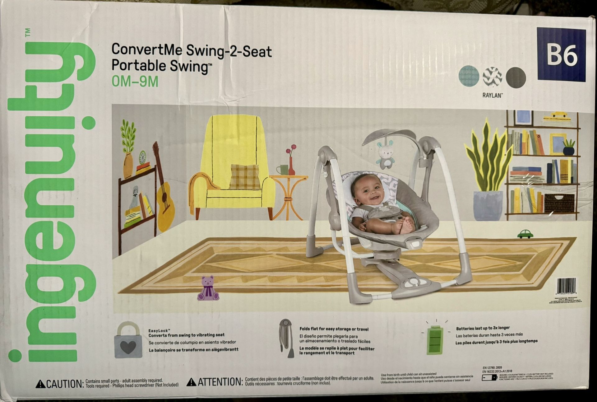 Ingenuity ConvertMe 2-in-1 Compact Portable Automatic Baby Swing