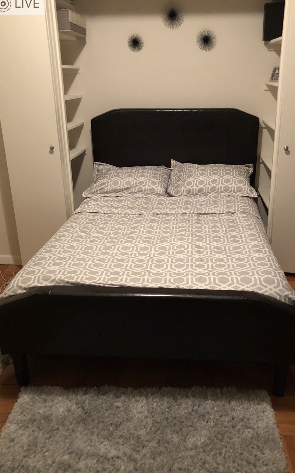 Full size bed - Need gone Asap $200 or OBO with clean mattress