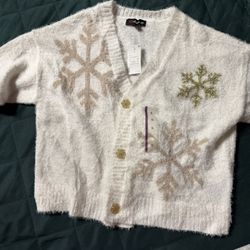 Adorable, Soft Christmas Snowflake  Cardigan Sweater 