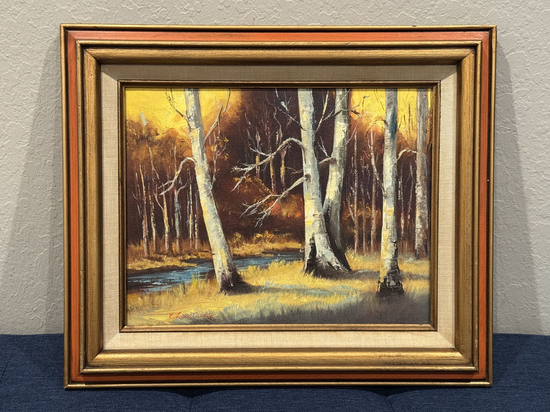 Stunning 1974 Autumn Forest Oil Painting by Cal. artist E. Larri Cusolito