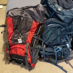 2x 65L Hiking Backpacks
