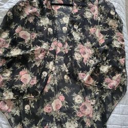 Black Floral Throw Over Cover Up