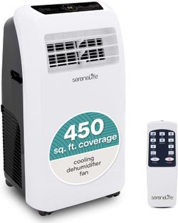 SereneLife SLPAC12.5 SLPAC 3-in-1 Portable Air Conditioner with Built-in Dehumidifier Function,Fan Mode, Remote Control, Complete Window Mount Exhaust