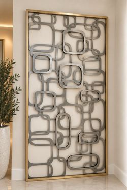 Large Modern Metal Wall Art – Gold & Silver