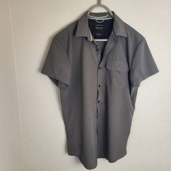 Kenneth Cole Men's Slim Fit Gray Button Up Shirt Size M EUC