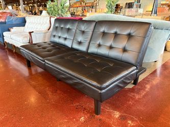 DOREL HOME Black Tufted Foldable Futon with Cup Holder