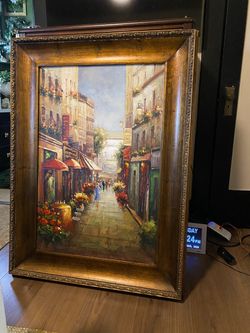Framed Oil Painting Paris Street Scene
