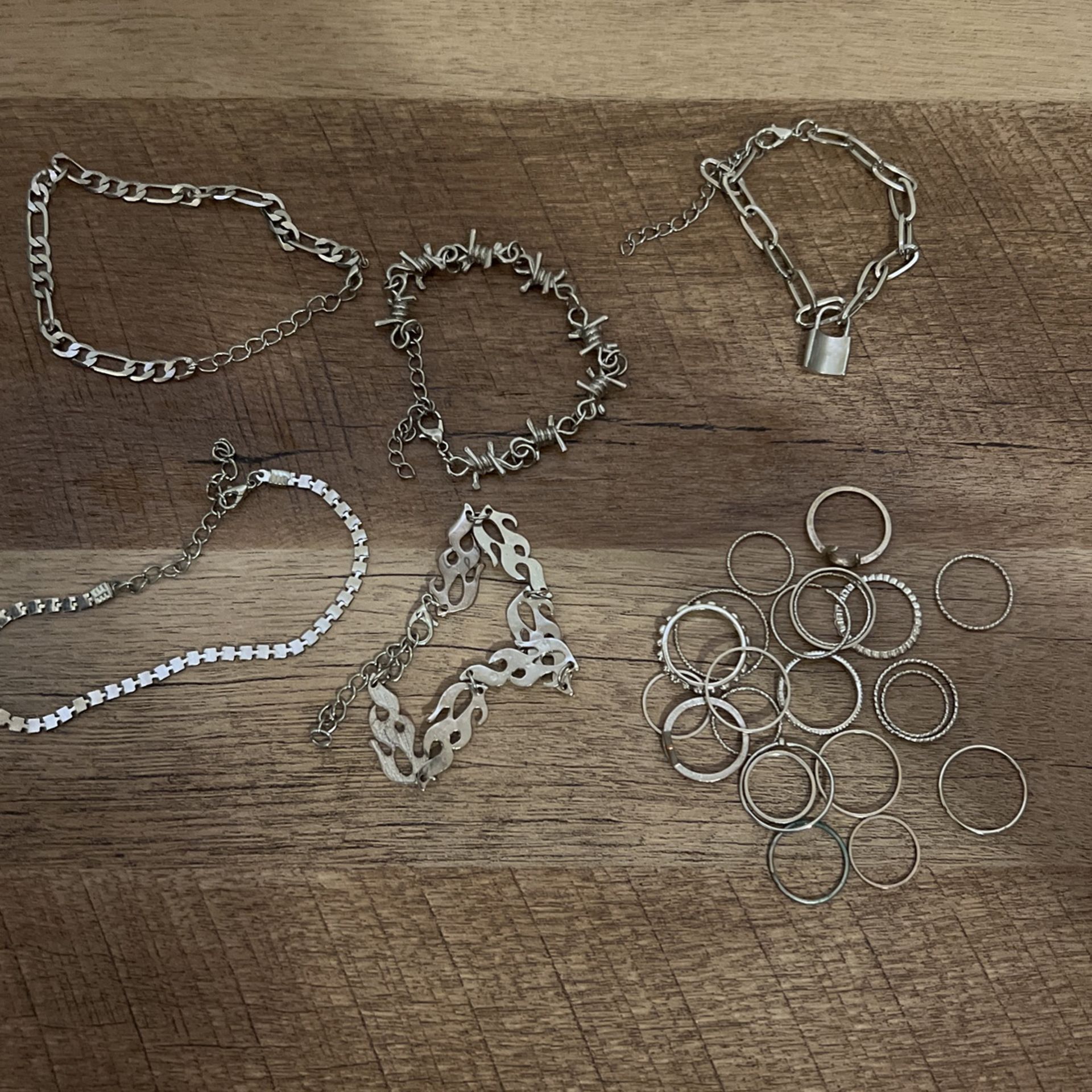 Silver Rings, Braclets, and Anklets