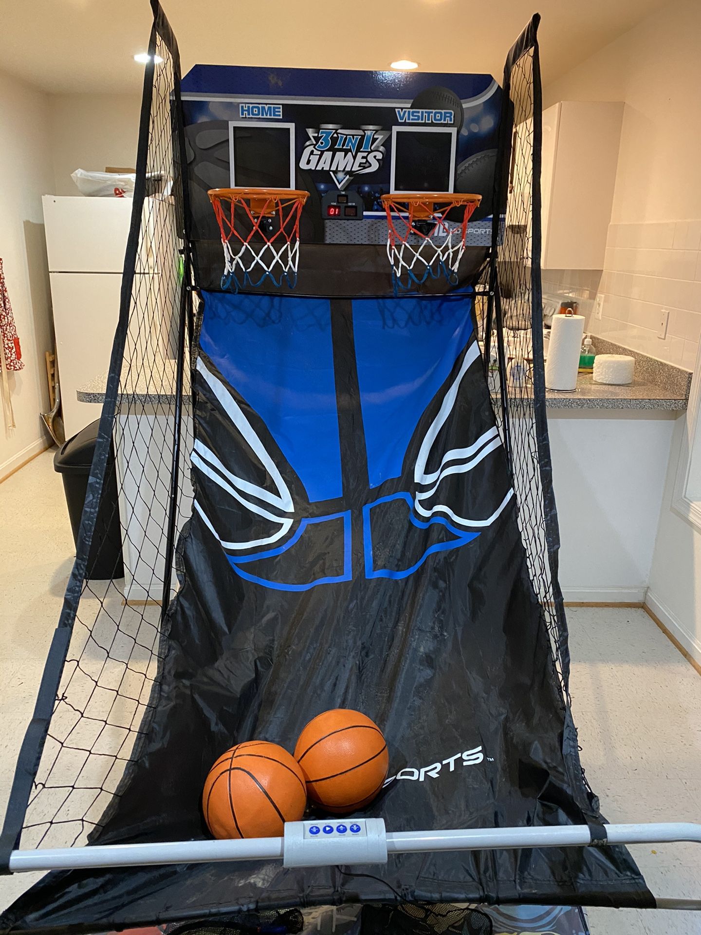 3-in-1 Sports Zone-Dual Basketball Hoops and Throwing Net