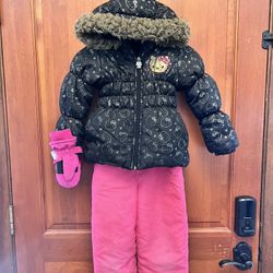 4T/5 Girls Snow Bib, Jacket & Mittens